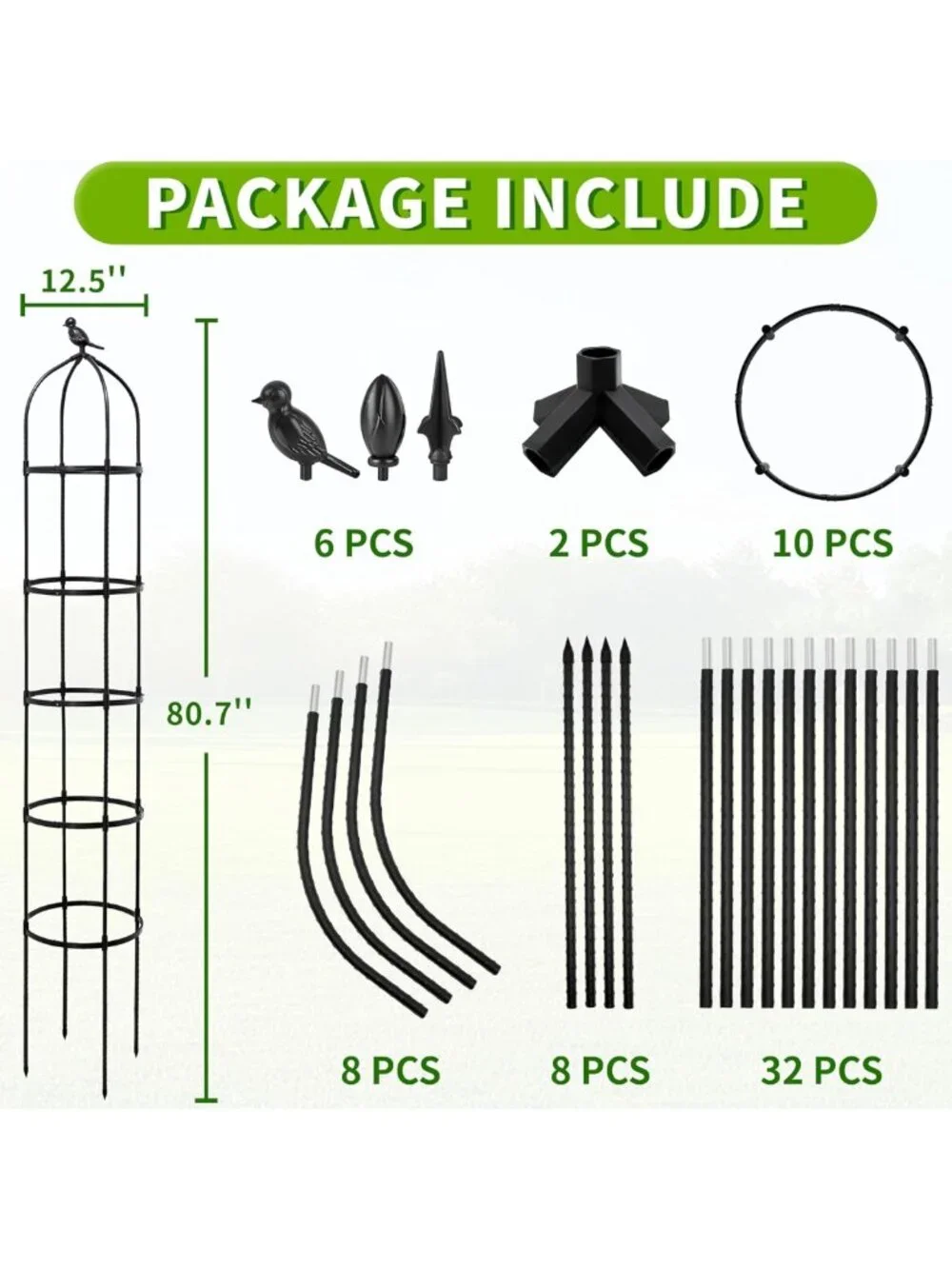 2-Pack 6.7FT Adjustable Metal Garden Trellis for Climbing Plants & Vines